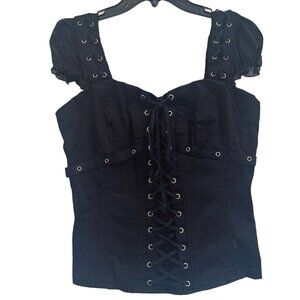 Vintage Y2K Tripp NYC Black Zip Up Corset Top